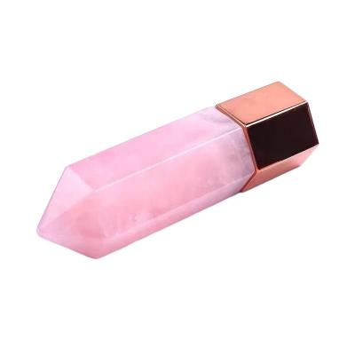 China Massage Face Eye Neck Body Wholesales Custom Skin Care Natural Gemstone Crystal Perfume Bottle Rose Quartz Face Roller Massage Ball Essential Oil Bottle for sale