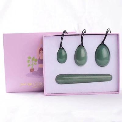 China Massage Face Eye Neck Body Floor Vaginal Pelvic Muscle Ben Wa Ball Yoni Egg and Magic Wand Set Natural Stone Green Aventurine Jade Yoni Eggs for sale