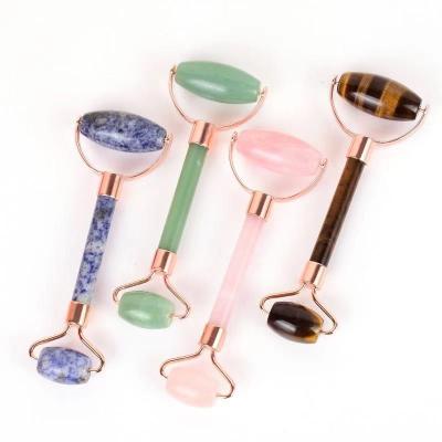 China Massage Face Eye Neck Body Logo Jade Roller Handheld Massager Custom Made Natural Rose Quartz Roller for Body Eye Neck Face Massage Tool Stone Healing Beauty for sale