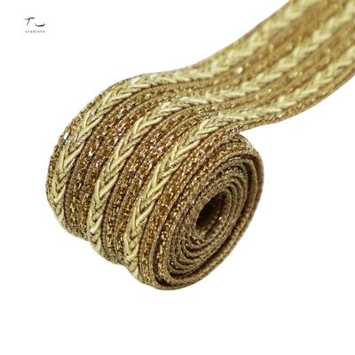 China Sustainable Modern Style Braided Sequined Lace Gold Gota Lace Customized for sale