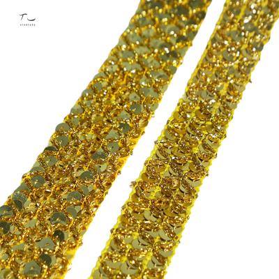 China Factory Price Viable Lace Trim Gold Embroidery Lace Trim Sewing Trim Customized for sale