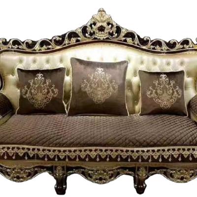 China Italian Classic Elegant European Royal Palace Velvet Pilou Loop 24K Fuchsia Gold Leaf Carved Wood Living Room 1+2+6 Seaters Sofa Set 1 - for sale