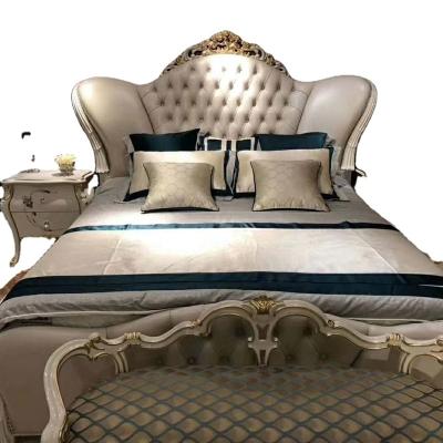 China Furniture Cheap Price European Style Solid Wood Classic Hand Crafts Antique Home Royal Luxury King Size Furniture Solid Wood Bedroom for sale