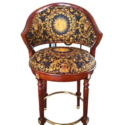 China Good Italian Classical Manufacturer European Italian Classical Craftswork Home Furniture Handmade Wood Carved Luxury Bar Chair and Stool for sale