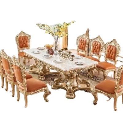 China Italian Classical Italian Antiquedinngroom Furniture Classic Wood Carved Royal Luxury Table And Chair for sale