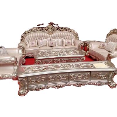 China Royal Italian classic flower handmade living room sofa wood carved royal sofa set for sale