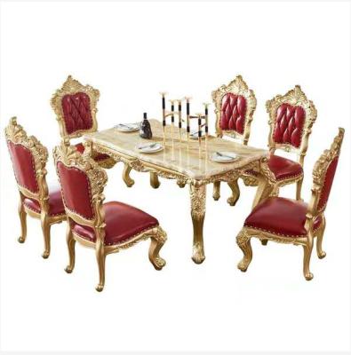 China Royal Italian European Classic Wooden Carving-Flower Dining Set for sale