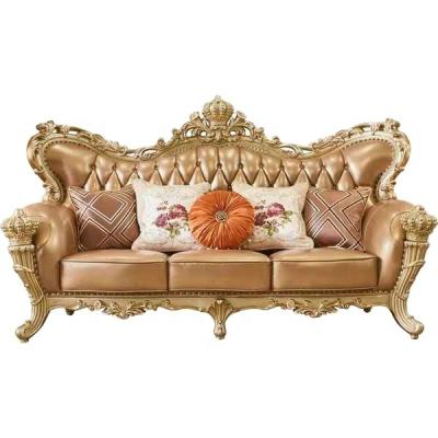 China Factory Supply EU Italy European Style Carved Sofa Imperial Crown Chair Exquisite Handcraft Shell Wooden Living Room Furniture Parquet for sale