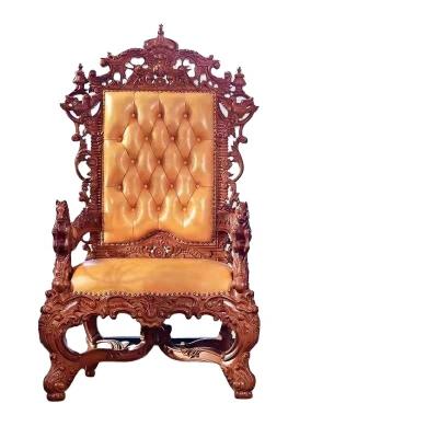 China Best Selling Italian Classic Living Room Furniture Solid Wood King Genuine Leather Handmade Luxury Royal Back Chair Italian Classic High for sale