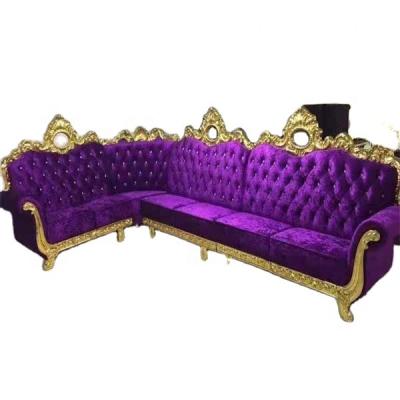 China High-end Italian Style Villa Club Purple Velvet Suide L Shape Upholstery high end Tufted Sofa Set For Living Room Furniture for sale