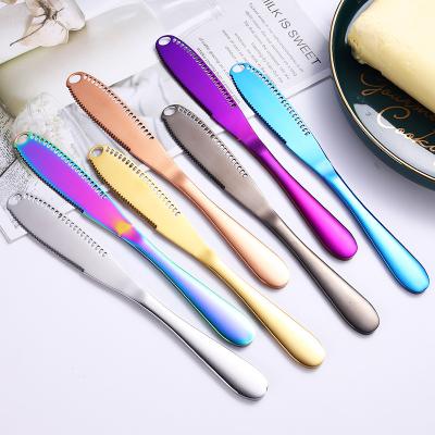 China Viable Hot Selling Amazon Stainless Steel Butter Spreader Knife Gold Cheese Dessert Knife Bread Jam Knife for sale