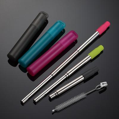 China Stainless Steel Viable Straw Collapsible Collapsible Drinking Straw With Silicone Tip for sale