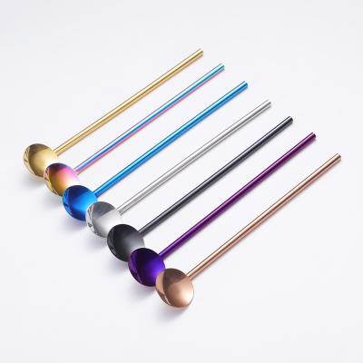 China 18/8 Viable Wholesale Stirring Spoon Stainless Steel Straw Spoon for sale