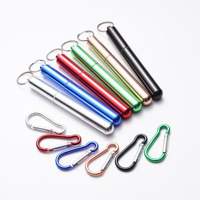 China Sustainable Portable Telescopic Metal Folding Stainless Steel Straw With Case for sale