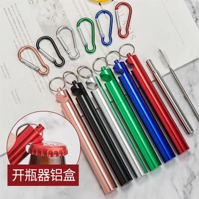 China 2020 Viable New Design Multifunctional Reusable Metal Telescopic Straw With Bottle Opener for sale