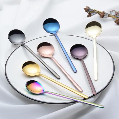 China Coffee Tea Dessert Spoon Viable 304 Stainless Steel Metal Gold Round Shape Mini Spoon for sale