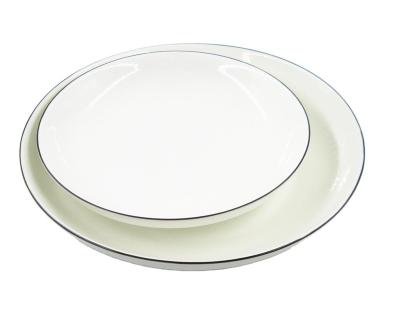 China Sustainable New Bone China Dinnerware With Black Rim for sale