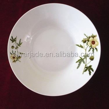 China Porcelain Sustainable White Soup Dish With Full Printing for sale