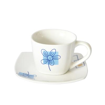 China Sustainable Hot Sale Square Shape 220cc Ceramic Cup&saucer for sale