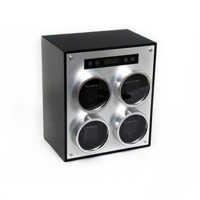 China Black Rotating Electronic Watch Winder 4 Slot Watch Winder Storage Brown Watch Winder Box for sale