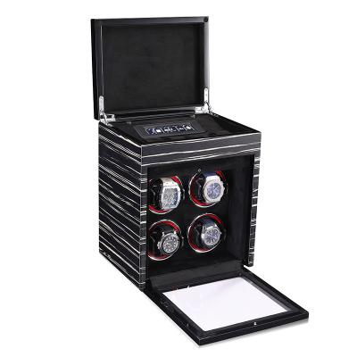 China Watch Winder Eduin Fingerprint Japan Mabuchi Motor Led Winder Wooden Watch Winder Gyro Safe Box for sale