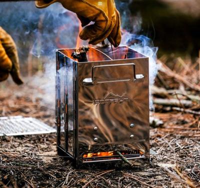 China Automatic Outdoor Portable Cooking Wood Camping Stove Folding Windproof Stainless Steel for sale