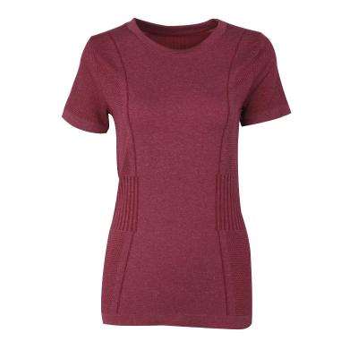 China Hot Selling Women's Breathable Yoga Tops Running Seamless Loose Stripe Exercising Around The Neck Yoga Clothes Tops for sale