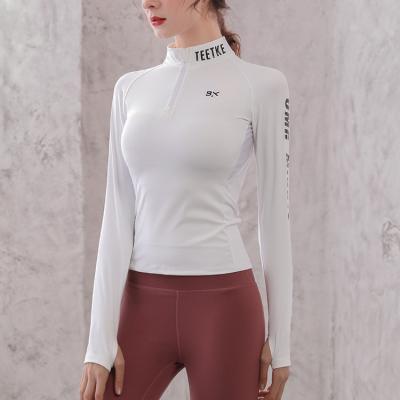 China New Breathable Yoga Tops Autumn Winter Sports Sleeve Long Tight Slim Running T-shirt Padded Yoga Training Top For Women for sale