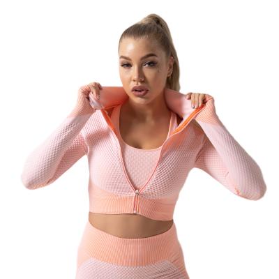 China Good Quality Women Breathable Zipper Ladies Quick Training Running Sports Long Sleeves Fitted Yoga Top for sale