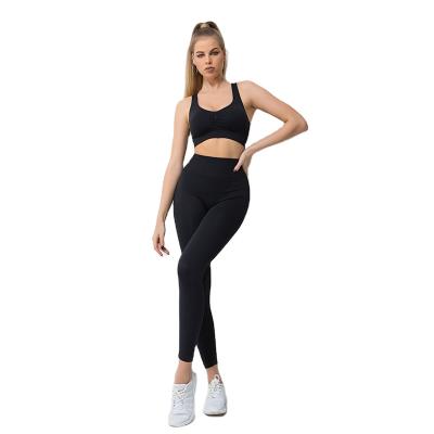 China New Type Breathable Yoga Sets Butt Lift Gym Seamless Knit Pants Clothing Workout Yoga Set For Women for sale