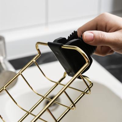 China Sustainable Home Multifunctional Copper Sink Cart Kitchen Dish Washing Sponge Rack For Kitchen for sale