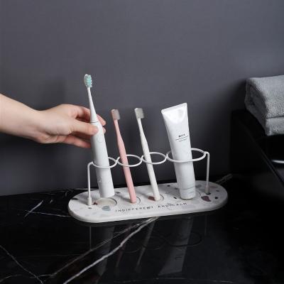 China Stocked Bathroom Accessories Set Diatomite Mat For Bathroom Organization Toothbrush Holder for sale