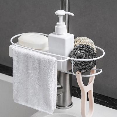 China 2021 Sustainable Kitchen Sink Shelf Soap Sponge Drain Rack Socket Dish Drying Rack for sale