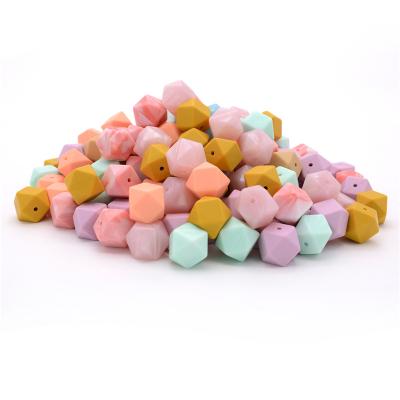 China Soft Toy 17mm Hexagon Bracelet Or Necklace Eco - Friendly Baby Silicone Chewable Beads for sale