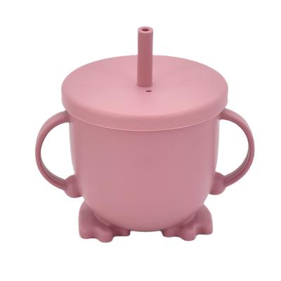 China 200ml Capacity Baby Straw Cup Soft Silicone Baby Cup With Straw for sale