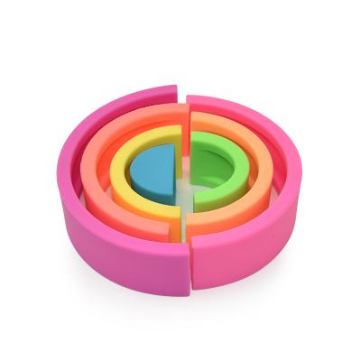 China Kids Toy For Baby Educational Toy Rainbow Teethers Teethers Stacked Silicone Free Baby BPA Eco-Friendly Material for sale