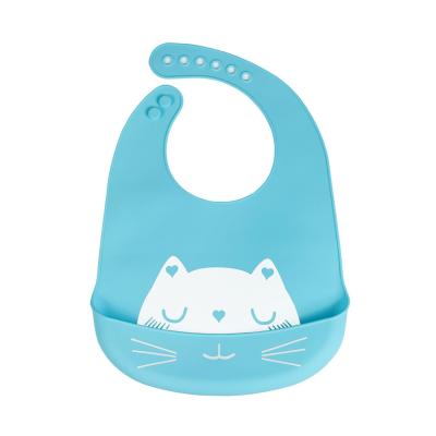 China 2021 OEM custom bpa silicone baby boy girl washable waterproof food free feeding bib with food catcher for sale