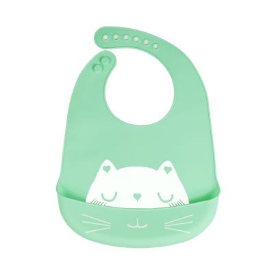 China Accessories Washablefood Silicon Washable Bib Set Cartoon Pattern Bpa Silicone Soft Free Adjustable Waterproof Baby Bibs for sale