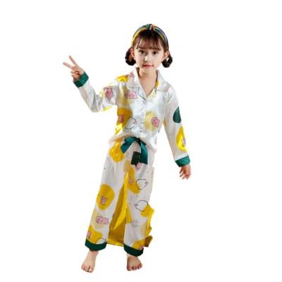 China Breathable Hot Selling Satin Pajamas Kids Soft Summer Clothing Pajamas Set For Girls for sale