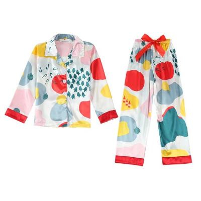 China 2022 breathable the wholesale new loose breathable children's satin pajamas pajama set for sale