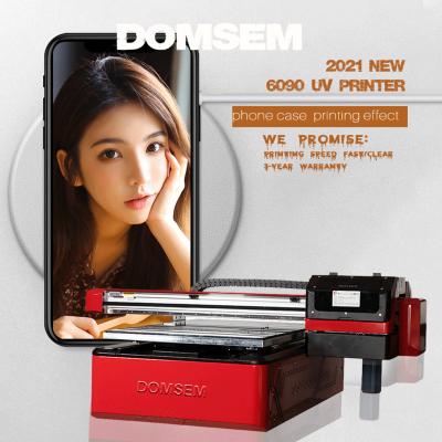 China DOMSEM 6090 Advertising Cylinder Printing Machine Triple Print Heads Indoor Outdoor UV Flat Varnish Printers for sale