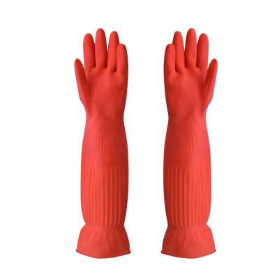 China Hot Sale Flexible Rubber Dishwashing Hand Protection Kitchen Work Household Waterproof Reusable Cleaning Gloves for sale