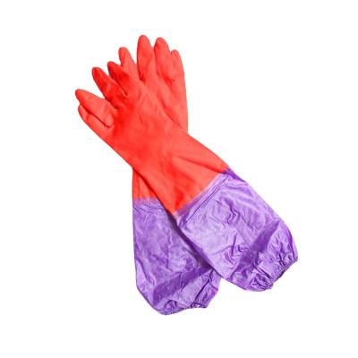 China Kitchen Flexible Home Good Quality Cleaning Wash Arm Long Waterproof Plus Fleece Fur Inside Household Latex Glove for sale