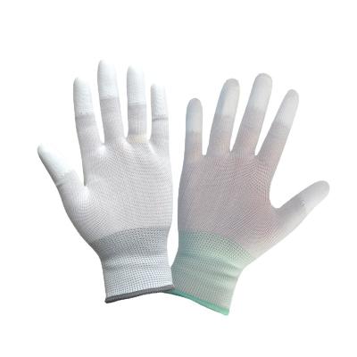 China Various Flexible PU Finger Coated Gloves Anti-Static Palm Coated Anti-Slip Nylon Workshop Gauge Protection Dustproof Gloves for sale