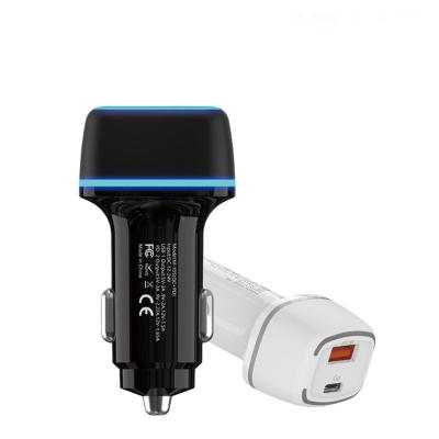 China Fast Charging Mobile Phone PD+QC 3.0 USB-C Car Charger USB-c In-Car Fast Charging Chargers For Iphone Car Charger for sale