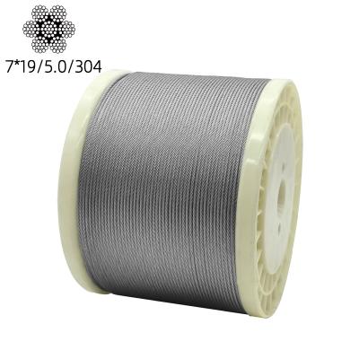 China Structure 304 Stainless Steel Rope 7 * 19 Wire Rope 5.0 Mm Diameter for sale