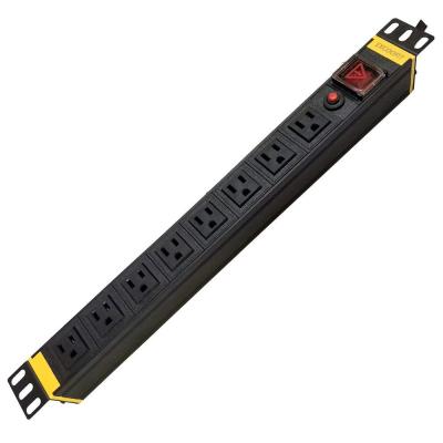 China Commercial PDU Outlets 15Amp 8 Rackmount Power Strip Surge Protection 1U/15A/120V 6.5ft Power Cord for sale