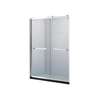 China OEM D55 2022 New Design Bathroom Modern Customized Shower Room Tempered Glass-to-Glass Shower Sliding Door Small Handle for sale