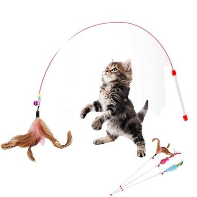 China New Products Interactive Toy Plastic Wooden Cat Viable Hot Handle Cat Teaser Toy for sale