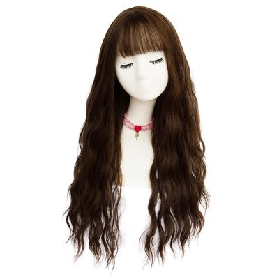 China Water Wave 26 Inches Brown Wigs Natural Long Wavy Hair Wave Heat Resistant Synthetic Hair Wigs For Women for sale